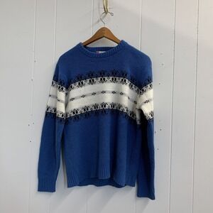 Vintage Sportswear Sweater Mens Medium by Revere Vereloft 60s Blue White Acrylic
